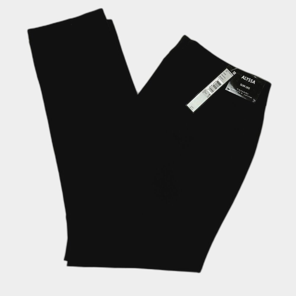 Tahari Women's Alyssa Slim Leg High Rise Trouser Pants Black 8P NWT